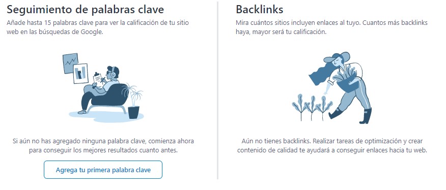 seguimiento de palabras clave y backlinks