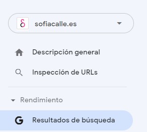 selección de propiedad en google search console